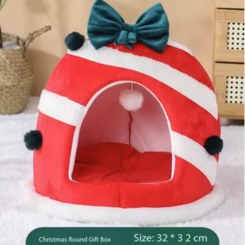 Winter Warm Plush Cat Nest | Box Design Pet Bed for Cats & Dogs