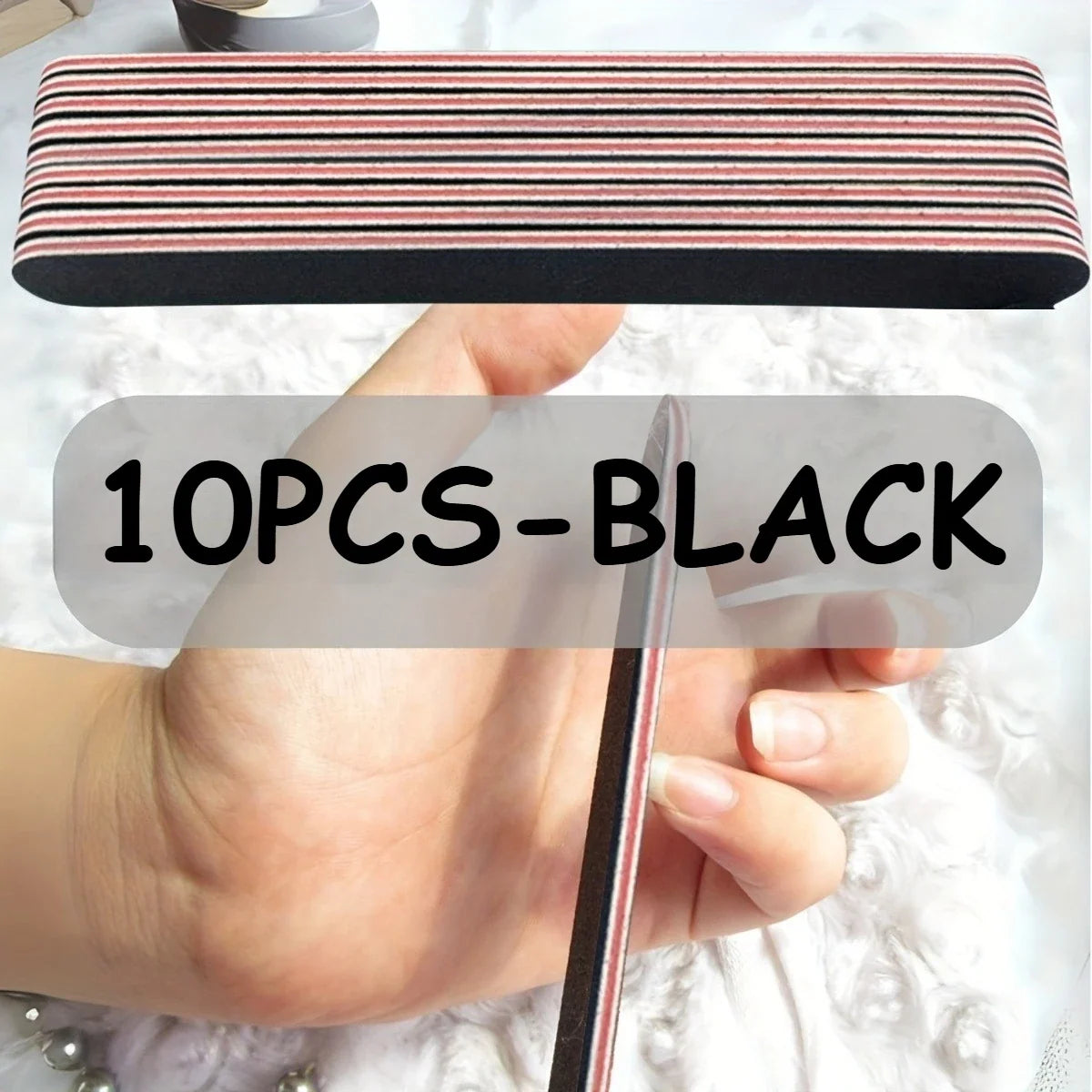 10Pcs Double-Sided Nail File 100/180 Grit Washable Buffer Set