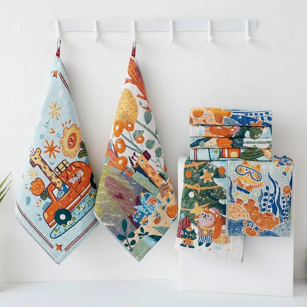 Kids Cartoon Kitchen Hand Towel – 34x40cm Quick-Dry Cotton