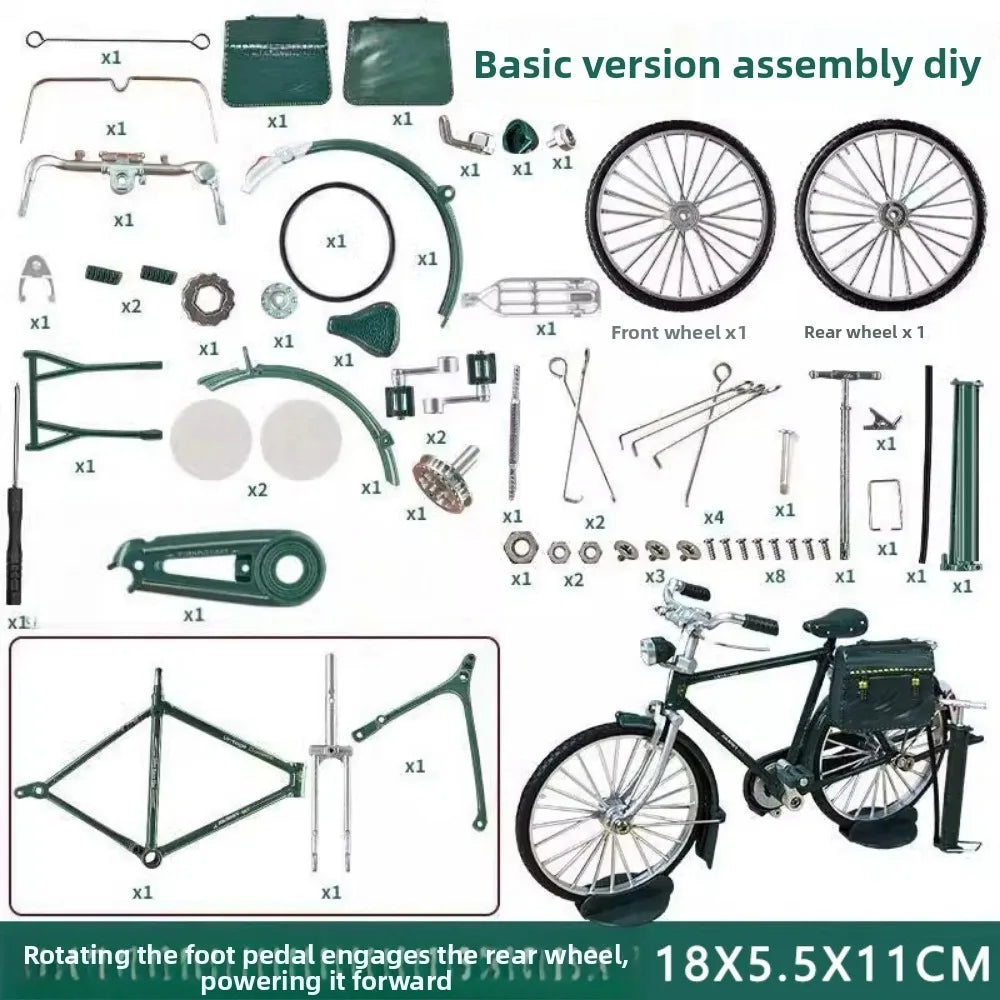 Mini DIY Retro Alloy Bicycle Model Kit | 1:10 Scale Collectible