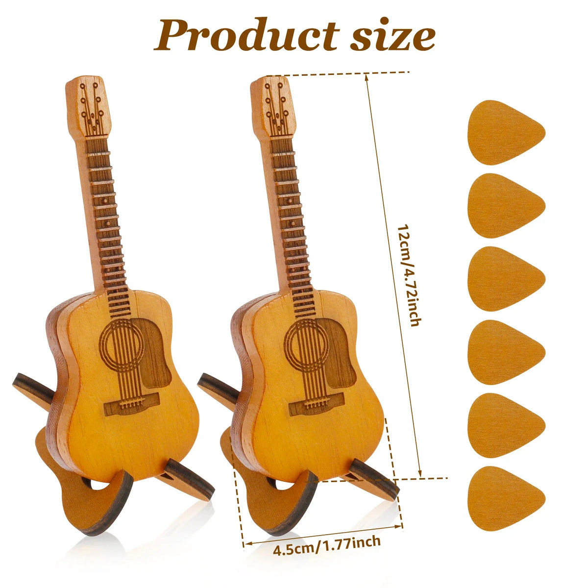 Bamboo Guitar Pick Case Holder with Stand – Set of 2