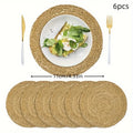 6-Pack Round Natural Woven Linen Placemats – Heat-Resistant