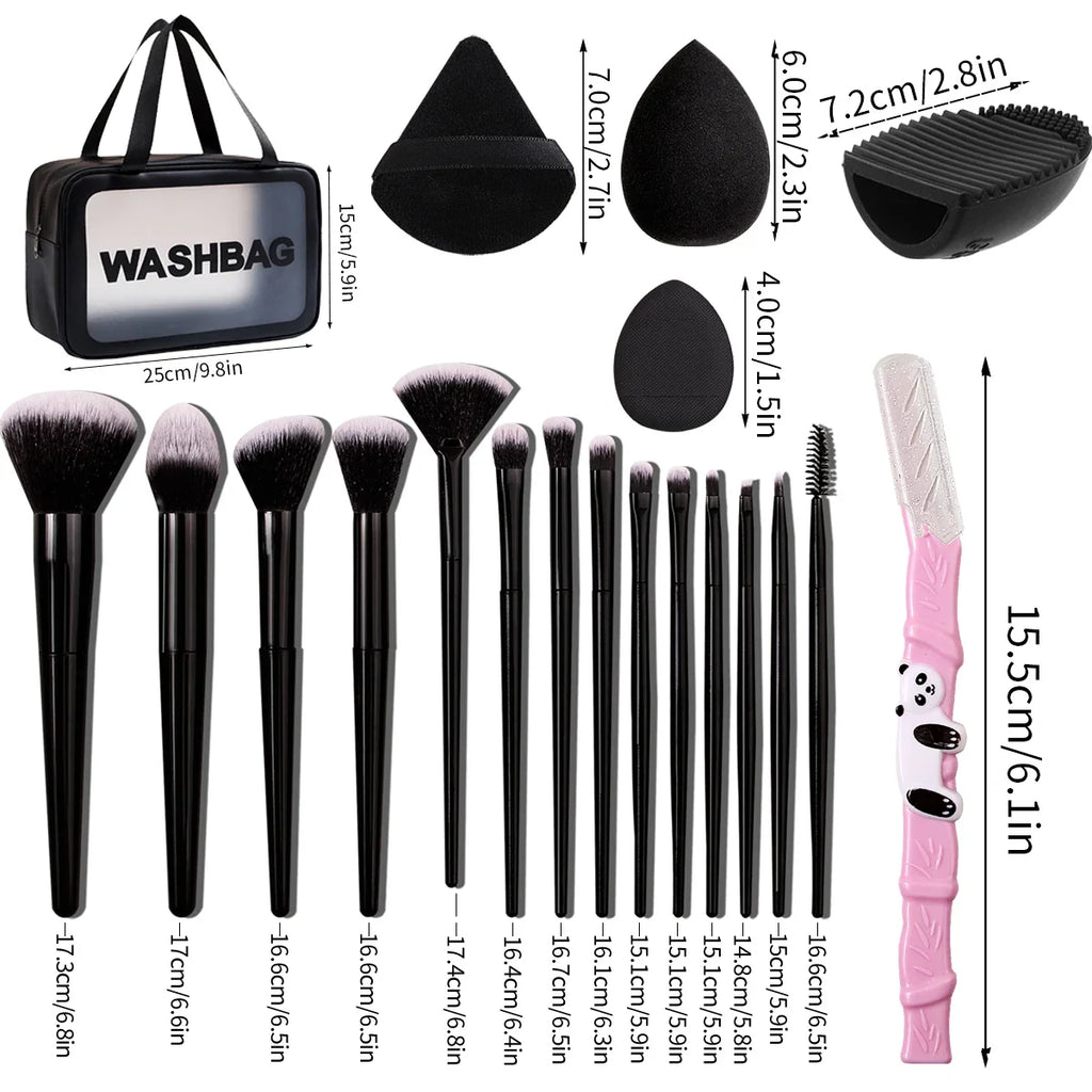 27-Piece Professional Makeup Brush Set with Bag & Tools