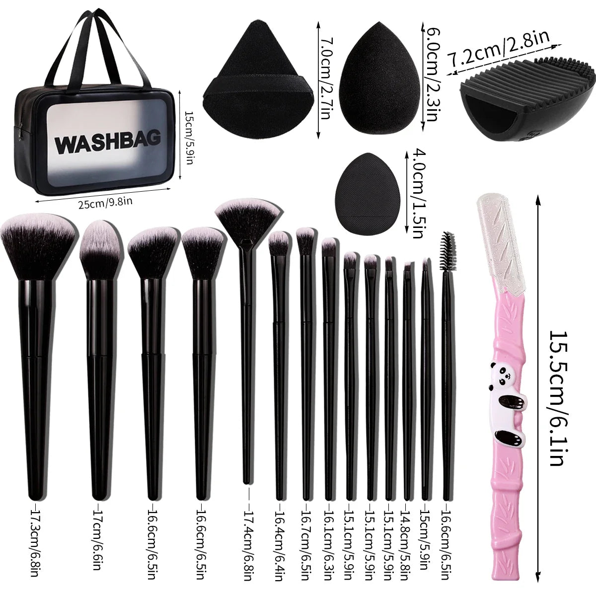27-Piece Professional Makeup Brush Set with Bag & Tools