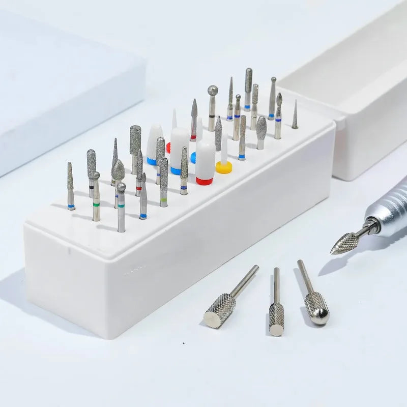 30-Hole Nail Drill Bit Holder Organizer Stand | Display Storage