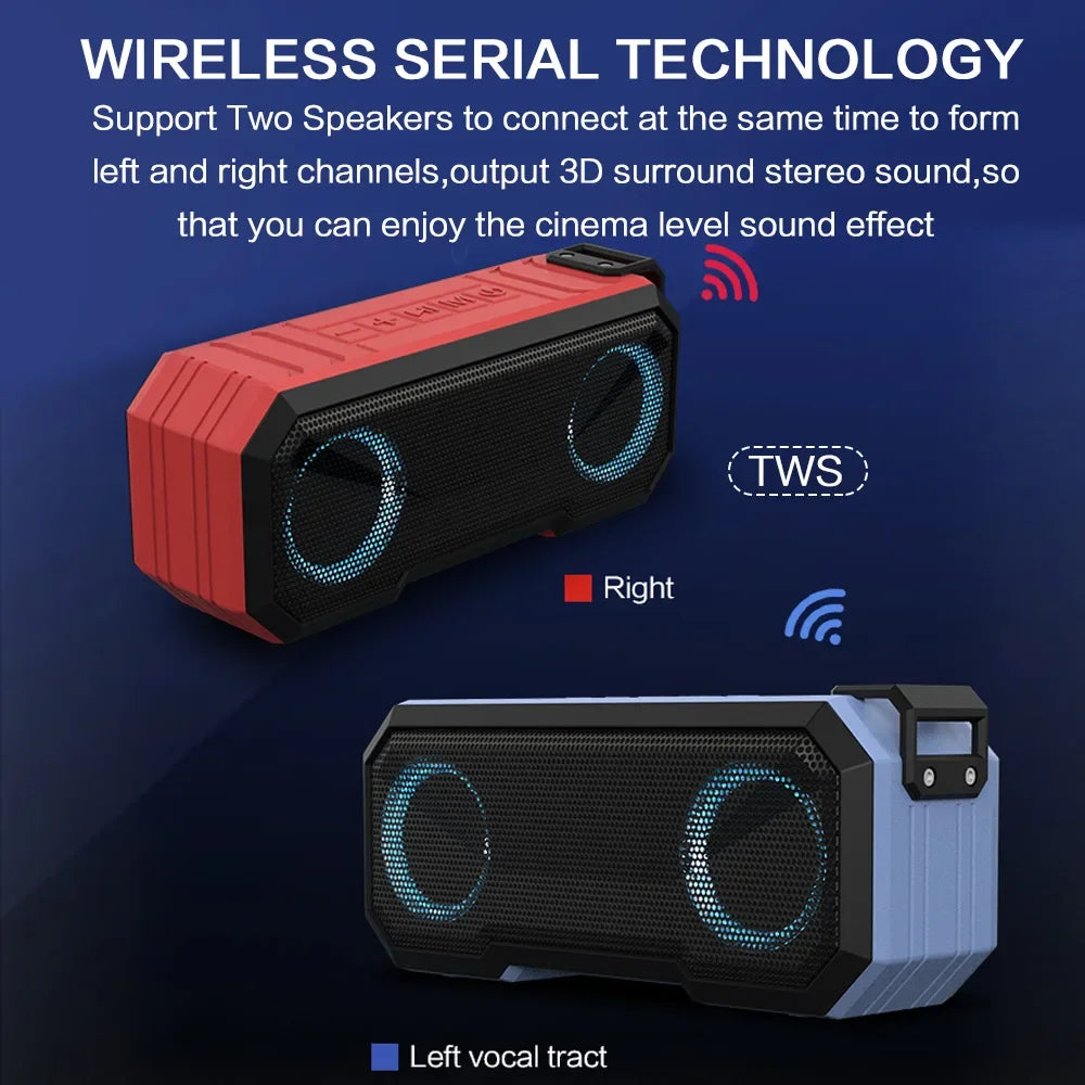 STONEGO IPX7 Waterproof Bluetooth Speaker LED Bass FM Radio