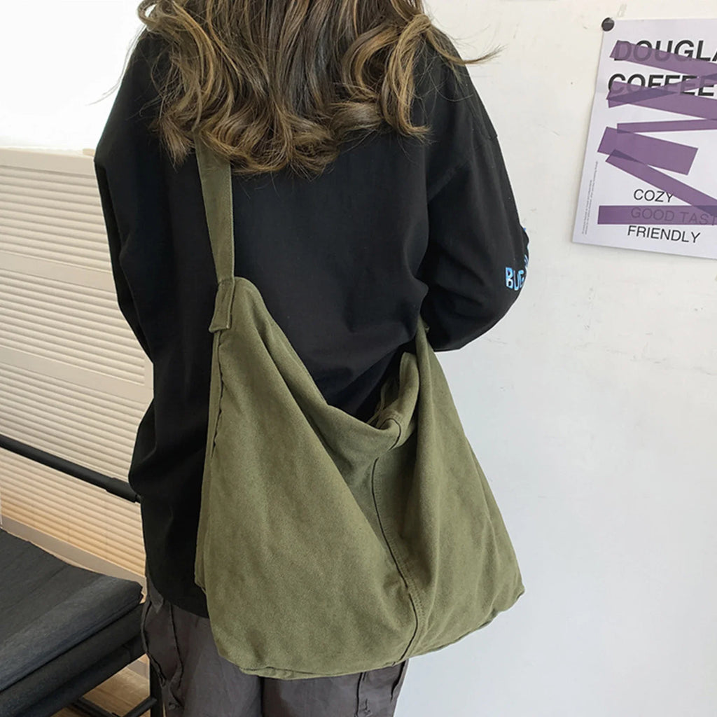 Large Canvas Crossbody Shoulder Bag & Tote – Unisex Hobo Bag