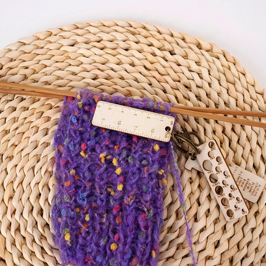 Bamboo Knitting Stitch Marker & Ruler Set – Wood Yarn Tools
