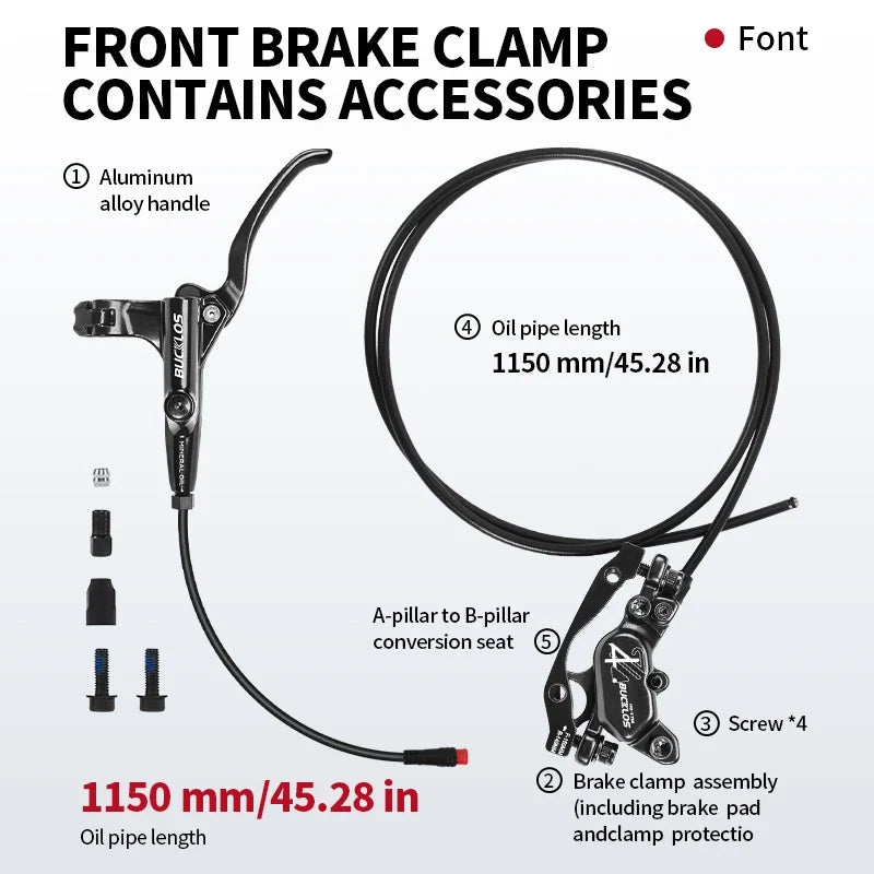 BUCKLOS 4-Piston E-Bike Hydraulic Disc Brake Set | HD-E735