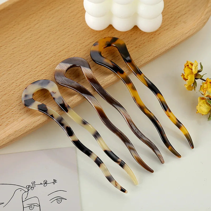 Retro Cellulose Acetate Hairpin – Vintage Tortoise Hair Clip