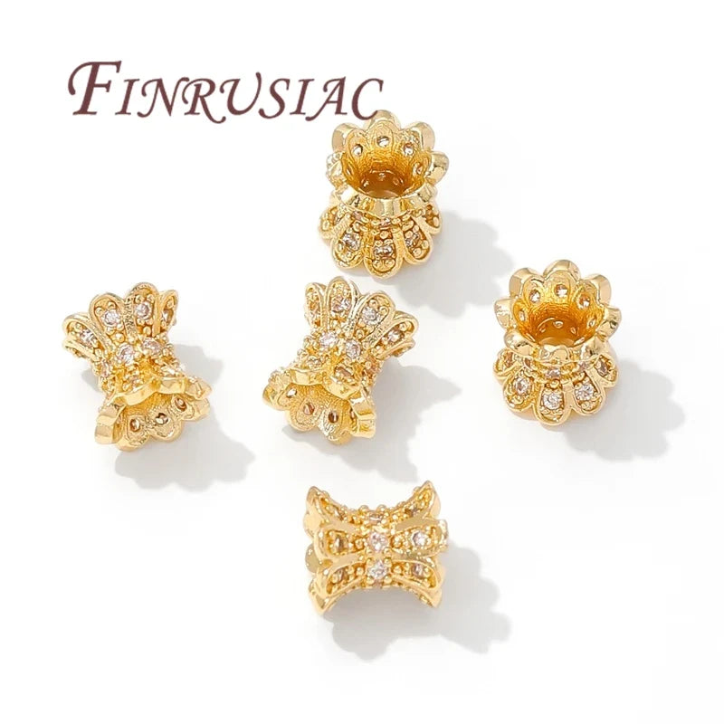 18K Gold Plated Zircon Spacer Beads – Brass DIY Jewelry Making