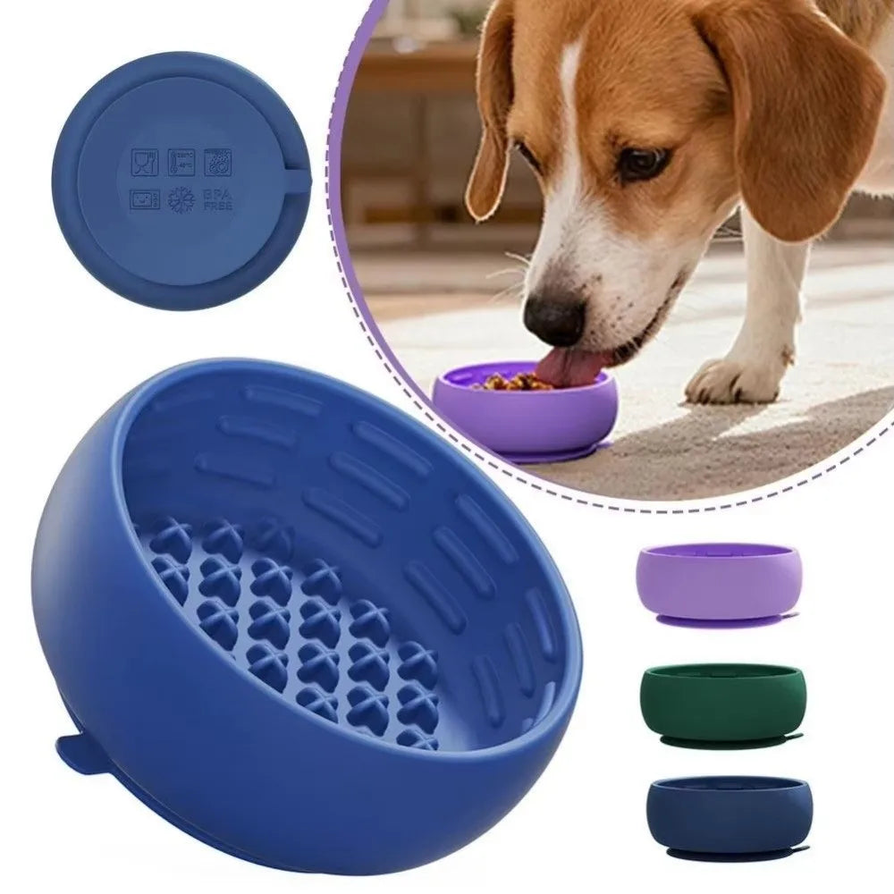Silicone Slow Feeder Dog Bowl – Anti-Slip, Anti-Spill, Portable