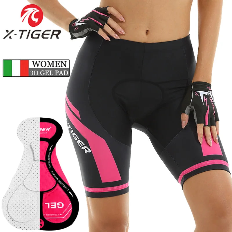 X-TIGER Women's 5D Gel Padded Cycling Shorts – MTB & Road