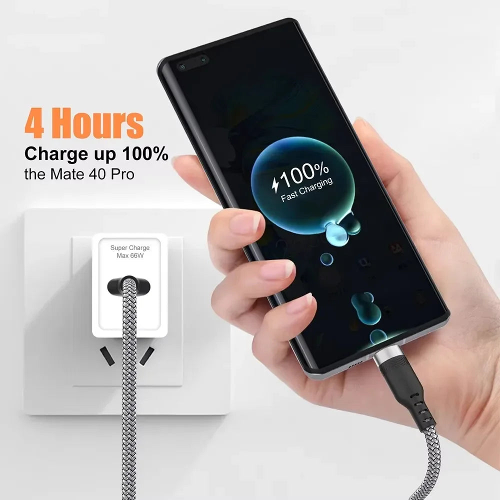 USB-C 6A Fast Charging Cable 1M–8M | Nylon Braided Type-C Cord