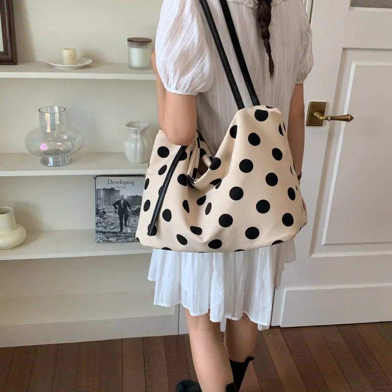 Vintage Polka Dot Cotton-Linen Shoulder Bag – Nixie