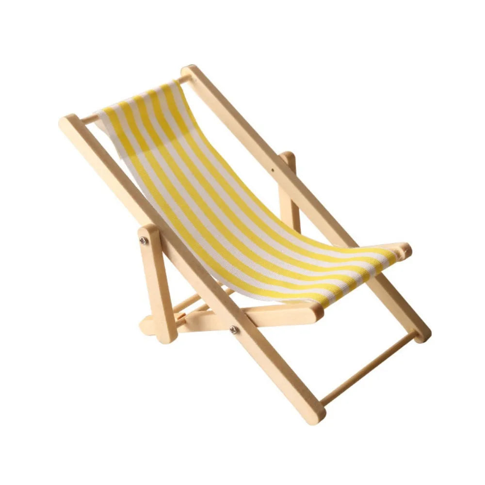 Miniature Dollhouse Beach Chair 1/12 Scale Foldable Wood