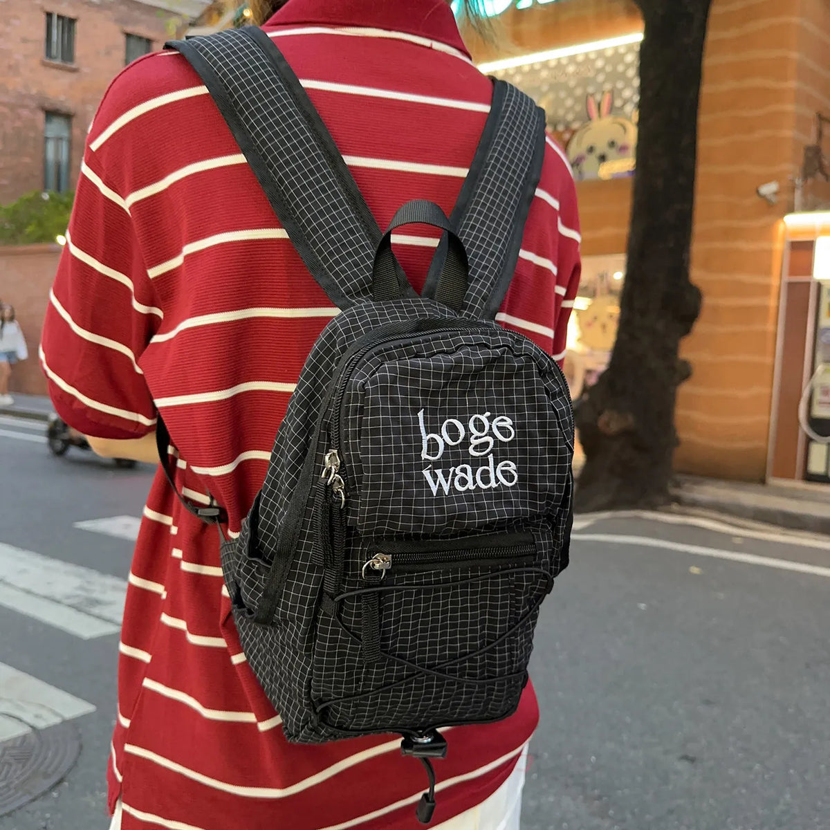 Korean Plaid Nylon Mini Backpack – Small Travel & Hiking Bag