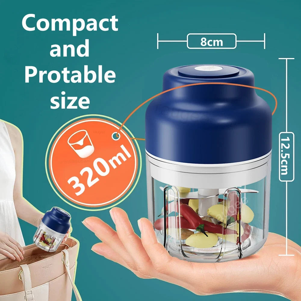 Raugee Electric Garlic Chopper 320ML USB Rechargeable Mini Processor