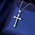 Women's Silver-Plated Cross Pendant Necklace with Rhinestones