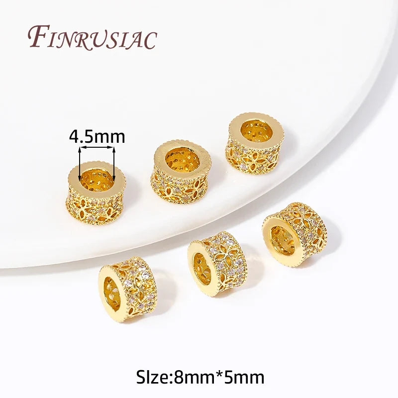 18K Gold Plated Zircon Round Spacer Beads – DIY Jewelry Making