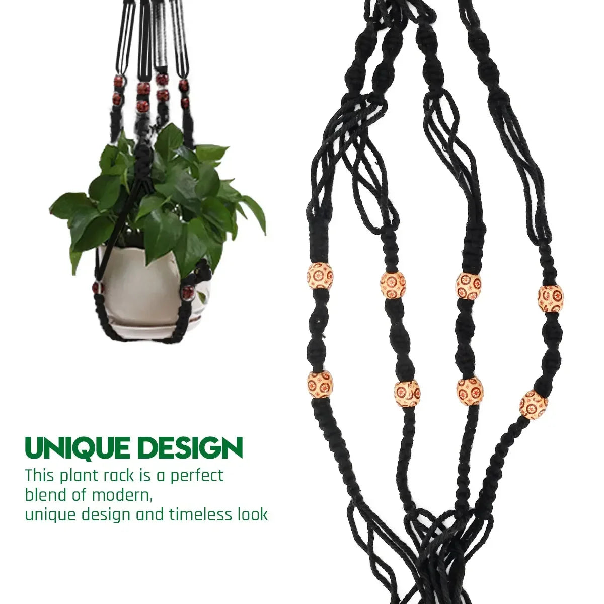 Macrame Plant Hanger – Boho Hanging Planter Basket Indoor Outdoor