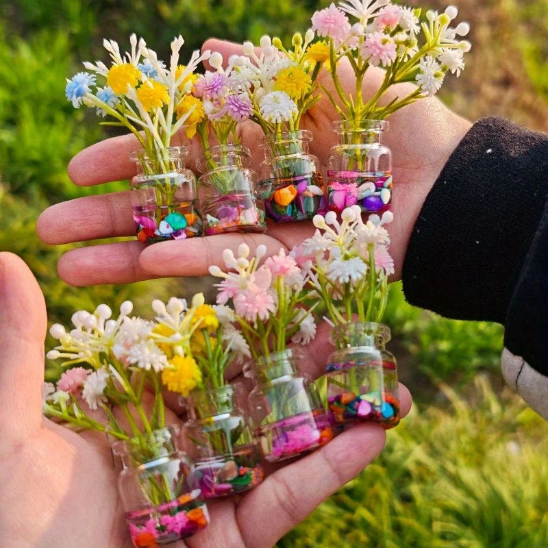 4-Pack Glow in the Dark Glass Mini Vase Set – Home & Car Decor