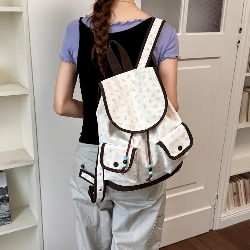 Floral Canvas Drawstring Backpack for Women | Nixie