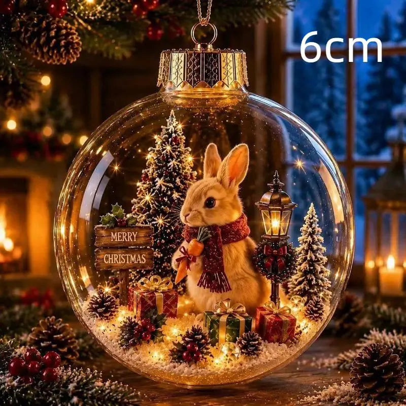 LED Luminous Christmas Crystal Ball Ornament – Santa & Snowman