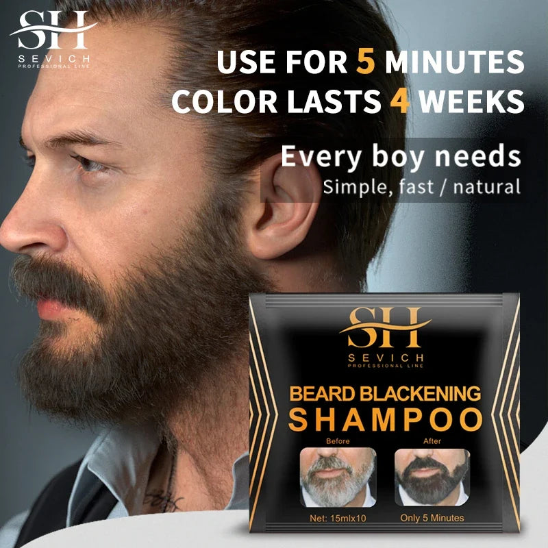 Sevich Black Beard Dye Shampoo | 5-Minute Men's Color