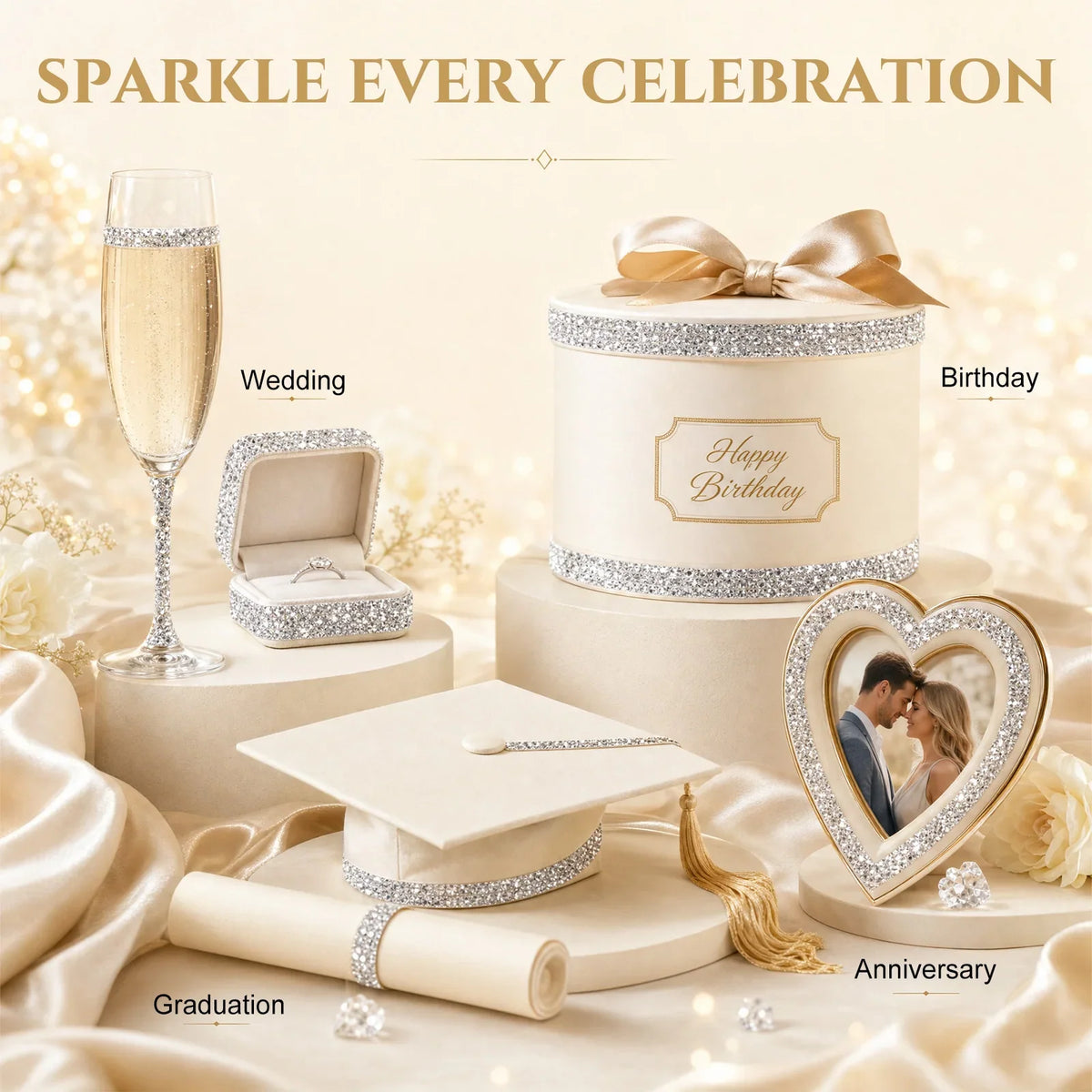 Self-Adhesive Rhinestone Trim Tape – 4 Rolls Crystal DIY Sticker