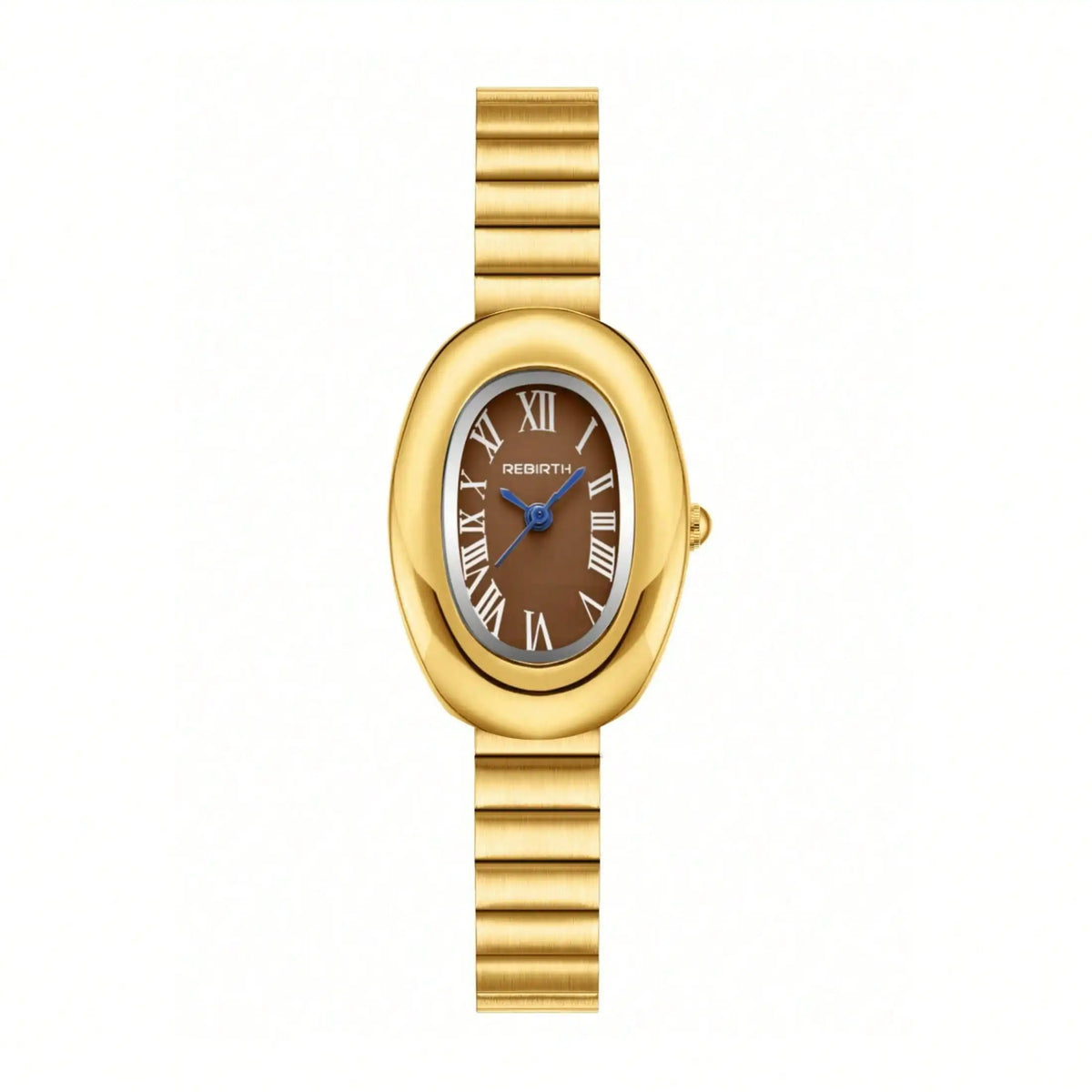 REBIRTH Vintage Oval Gold Women's Quartz Watch Roman Numeral