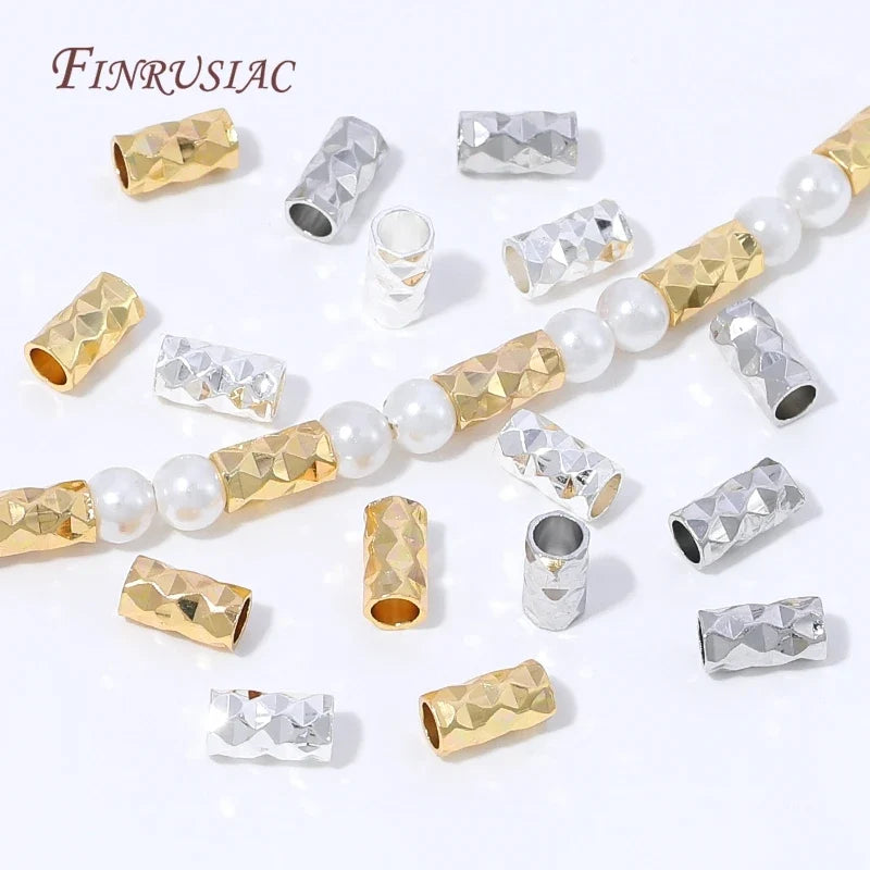 50Pcs Rhodium Plated Tube Spacer Beads | DIY Jewelry Making