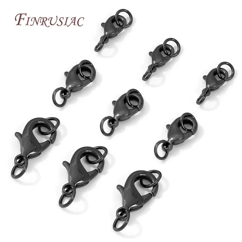 Black Brass Lobster Clasps & Rings – 9.5mm 12mm 15mm | FINRUSIAC