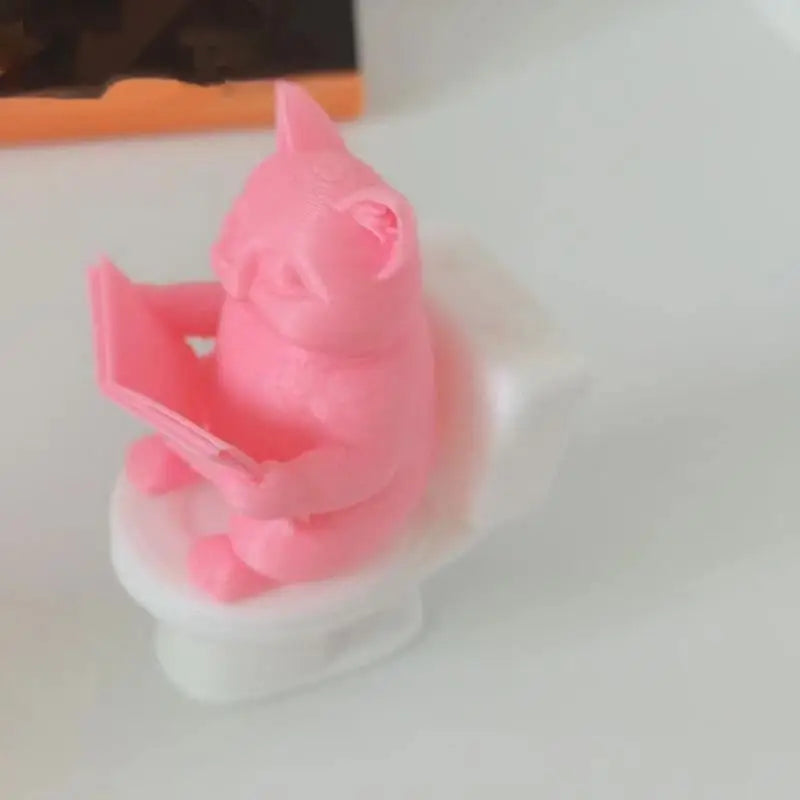 3D Printed Cartoon Pig on Toilet Figurine | Cute Desk Decor