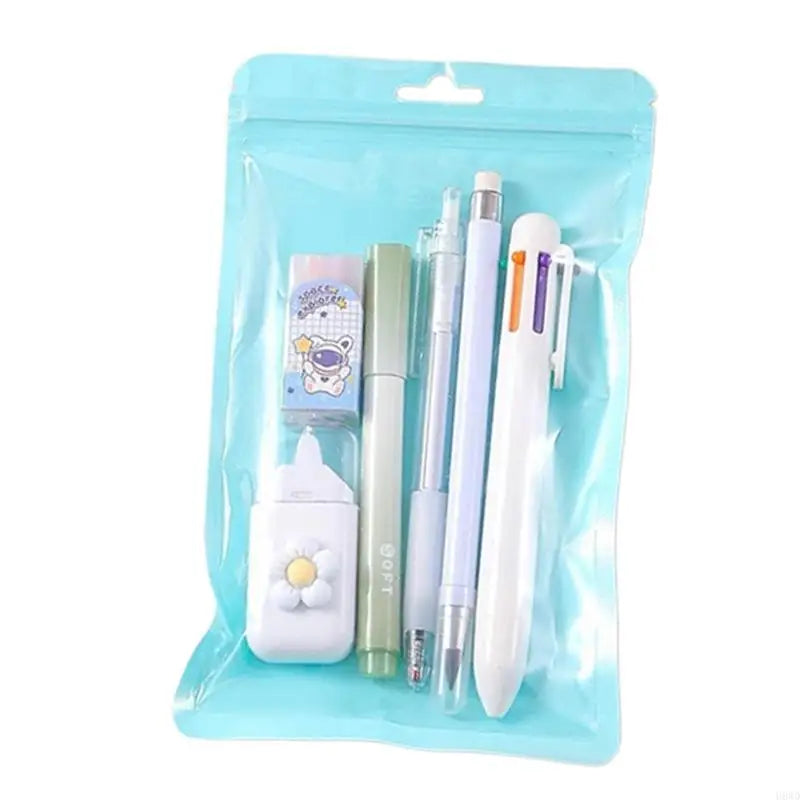 6-Piece Student Stationery Writing Set with Zip Case