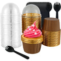 50Pcs Foil Cupcake Liners with Lids – Muffin Baking Cups