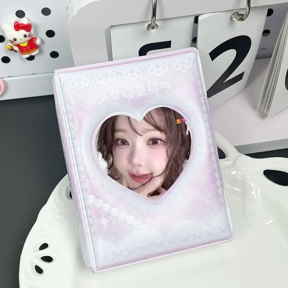 Pink Bow Mini Photocard Binder 3 Inch PVC Card Album 16 Pages