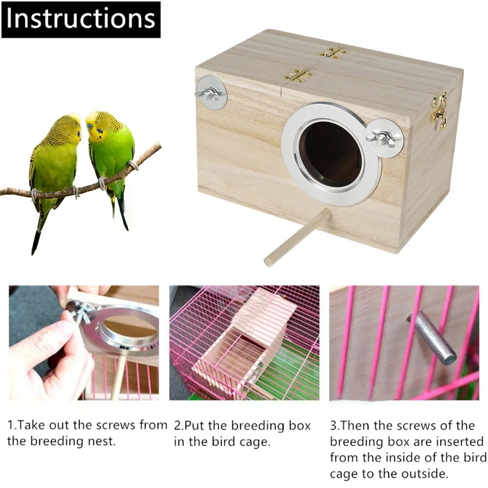 Wooden Parakeet Nesting Box – Budgie & Lovebird Breeding House