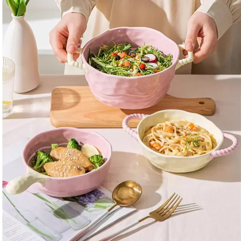 Ceramic Handle Bowl – Salad, Soup & Baking Bowl