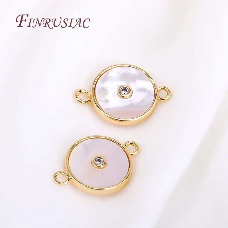 18K Gold Plated Shell Connector Charms | Zircon DIY Pendants
