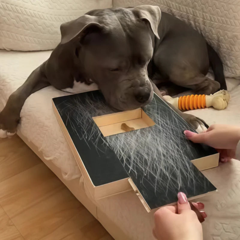 Wooden Dog Scratching Board with Treat Box & Nail Trim Pad