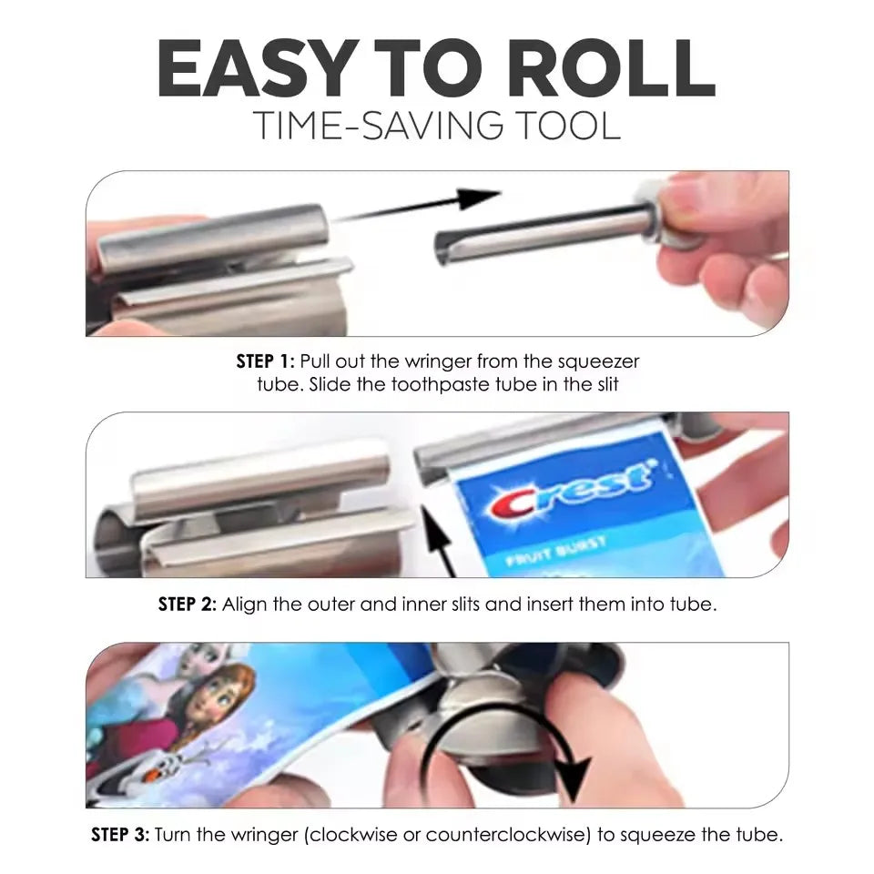 Stainless Steel Tube Wringer Roller – Toothpaste & Cosmetic Squeezer