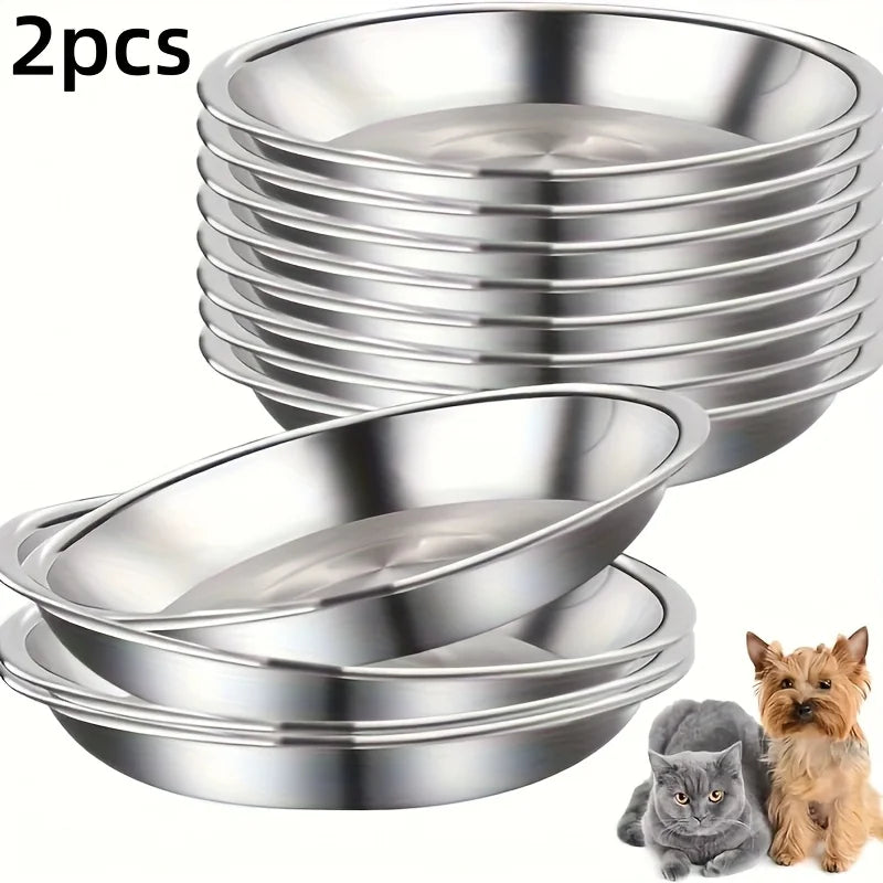 Stainless Steel Cat Bowls 2/6 Pcs – Non-Slip Wide Low-Profile