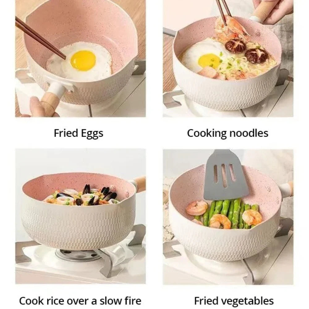 Non-Stick Frying Pan Wood Handle – Home, Camping & Baby Food
