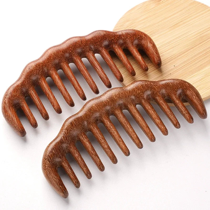 Natural Sandalwood Wide Tooth Detangling Comb | Anti-Static