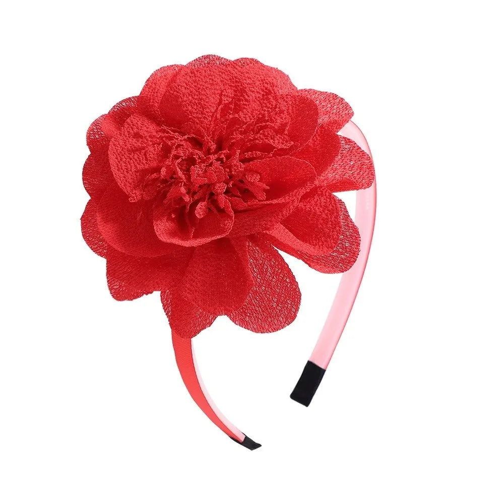 Girls Big Flower Crown Headband – Princess Grosgrain Hairband