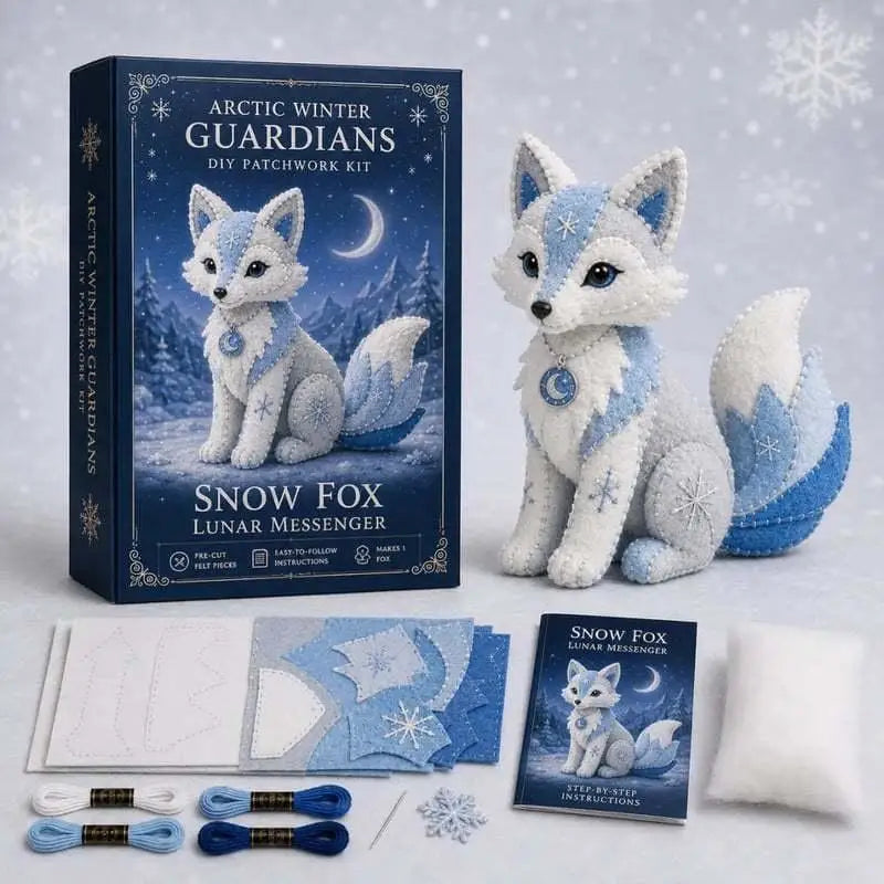 3D Snow Fox DIY Felt Sewing Kit – Pre-Cut Stuffed Animal Craft