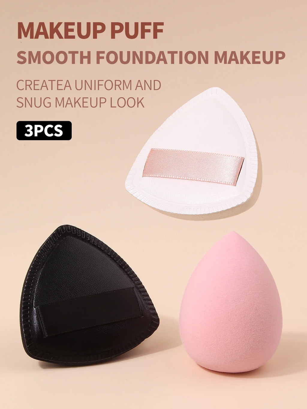 3PCS Triangle Makeup Sponge Puff Set for Foundation & Powder