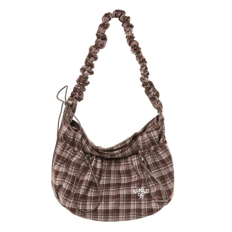 Vintage Plaid Crossbody Bag – Large Capacity Women's Shoulder Bag