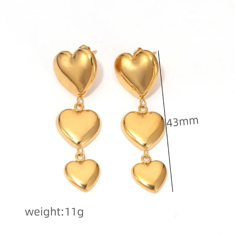 Gold Heart Stud Earrings – 14K Gold Plated Stainless Steel
